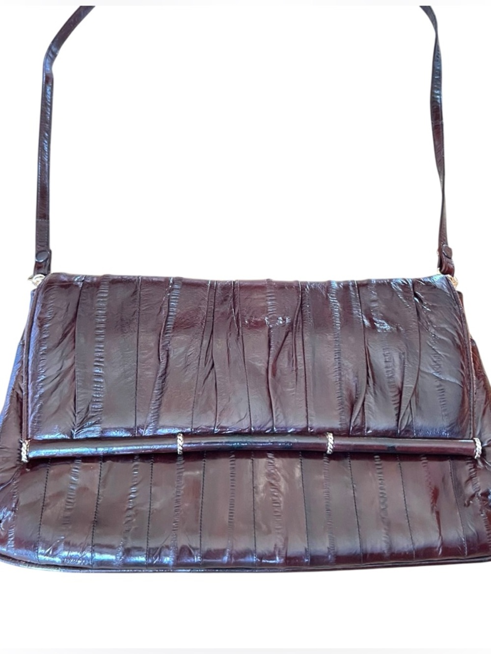 Vintage Burgundy Eelskin Shoulder Bag Clutch